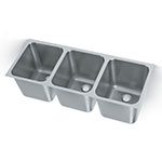 Polar Ware 12123-2 3-Compartment Heavy Duty Stainless Drop-In Sink w/ Square Corners, 2-in Drain