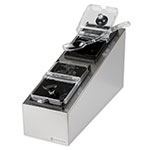 Server Products 85541 Topping Rail w/ (2) 3.5-in Black Plastic Jars & Clear Hinged Lids