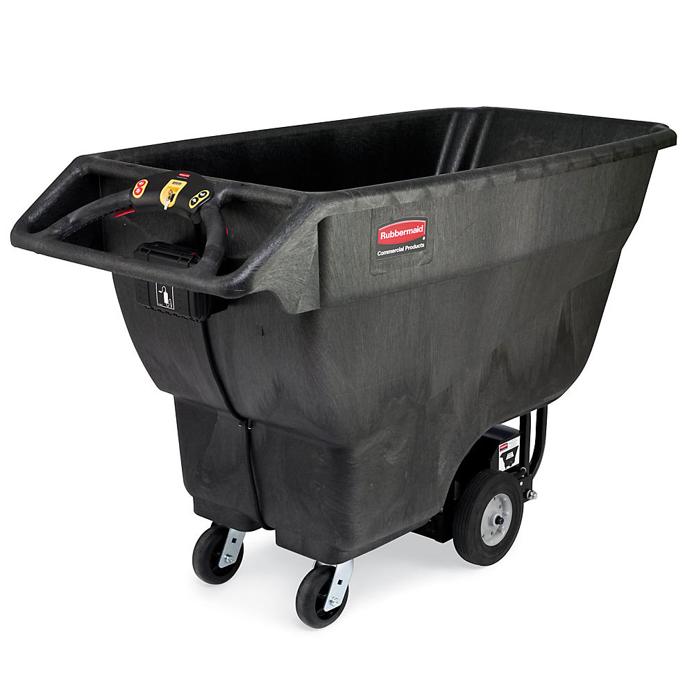 Rubbermaid FG10200BLA Open Top Motorized Tilt Truck, .5 cu yd Capacity, Foam Construction, Black