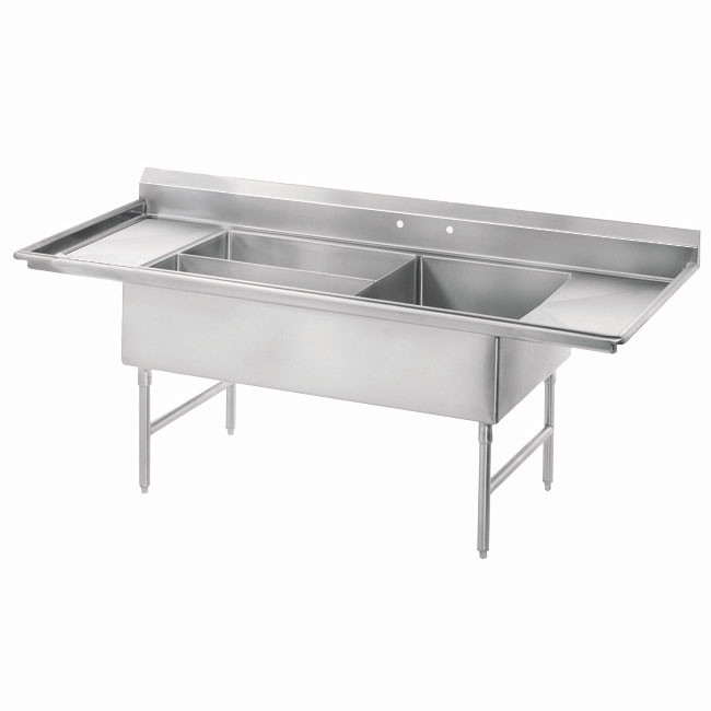 Advance Tabco 18-K5-56 3-Compartment Meat & Platter Sink w/ 2-Drainboards