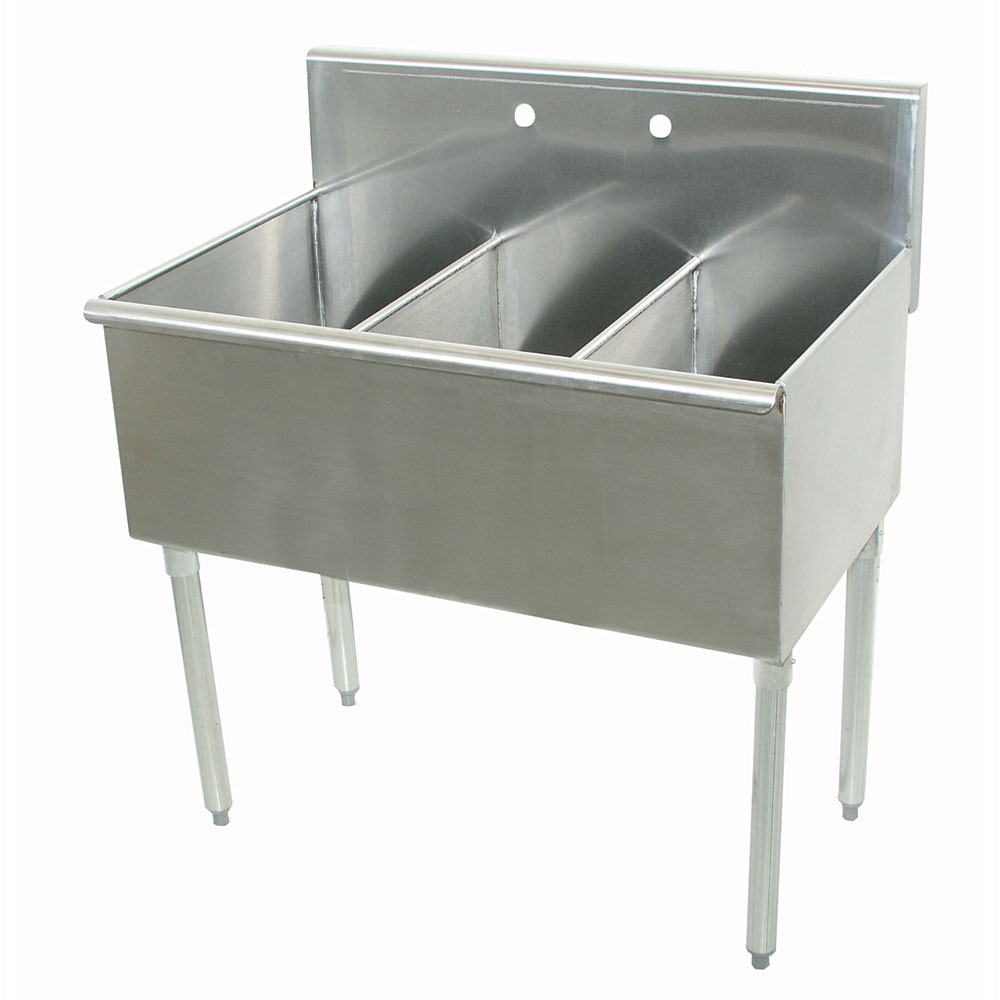 Advance Tabco 6-43-72 Square Corner Sink, (3) 24 x 24 x 14-in Compartment, 300 Stainless