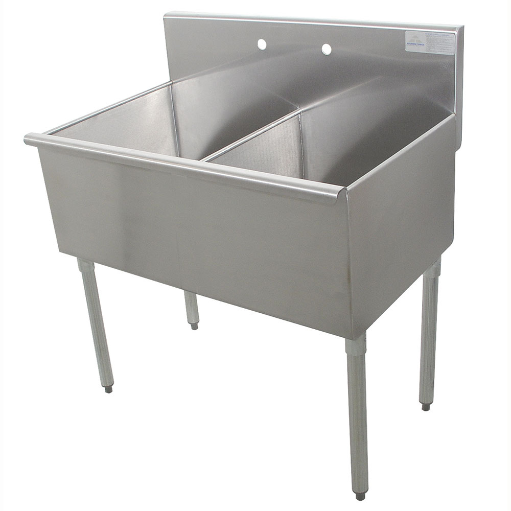 Advance Tabco 4-42-60 Square Corner Sink, (2) 24 x 30 x 14-in Compartment, 430 Stainless