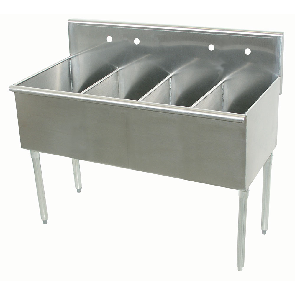 Advance Tabco 4-4-72 Square Corner Sink, (4) 21 x 18 x 14-in Compartment, 430 Stainless