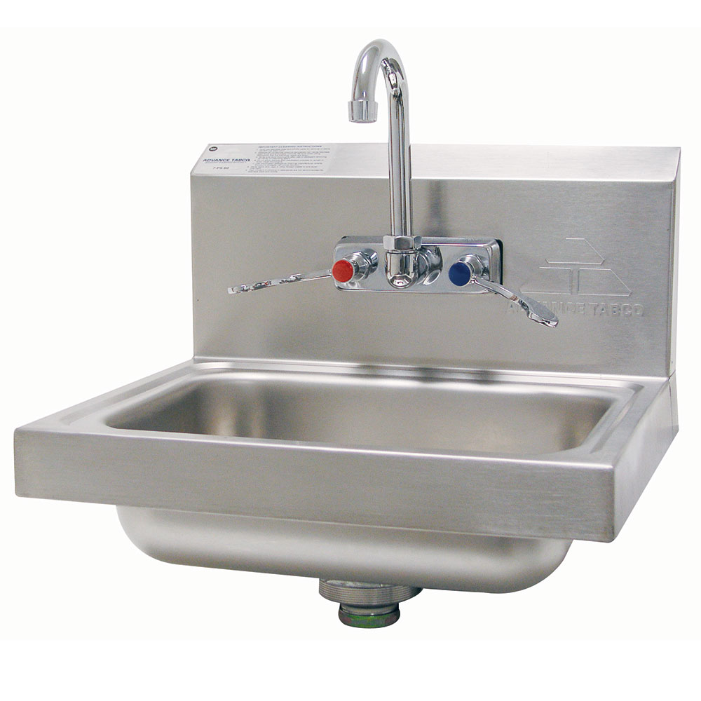 Advance Tabco 7-PS-68-2X Wall Sink w/ Wrist Band Faucet, 14 x 10 x 5-in Deep