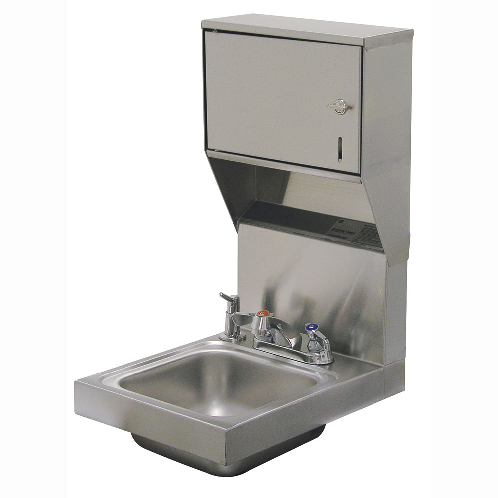 Advance Tabco 7-PS-83 Wall Sink w/ Deck Mount Faucet & Towel Dispenser, 9 x 9 x 5-in Deep