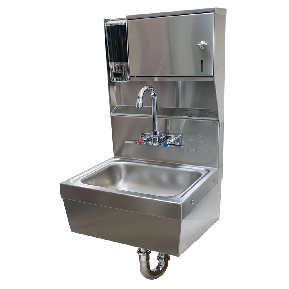 Advance Tabco 7-PS-85 Wall Sink w/ Splash Mount Faucet & Dispensers, 14 x 10 x 5-in Deep