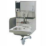 Advance Tabco 7-PS-87-2X Wall Sink w/ Faucet, Side Splashes & Dispensers, 14 x 10 x 5-in Deep
