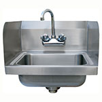 Advance Tabco 7-PS-EC-SP-X Economy Wall Sink w/ Side Splashes & Faucet, 14 x 10 x 5-in Deep