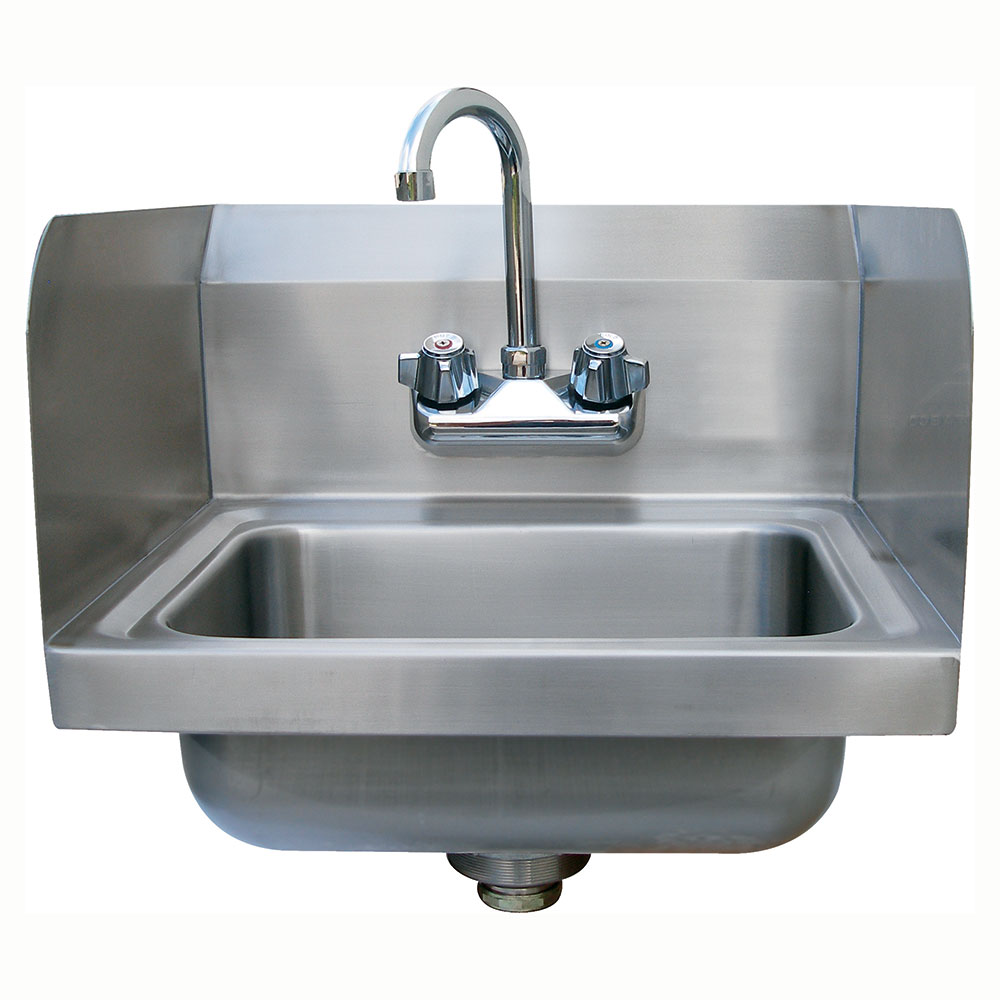 Advance Tabco 7-PS-EC-SP-X Economy Wall Sink w/ Side Splashes & Faucet, 14 x 10 x 5-in Deep