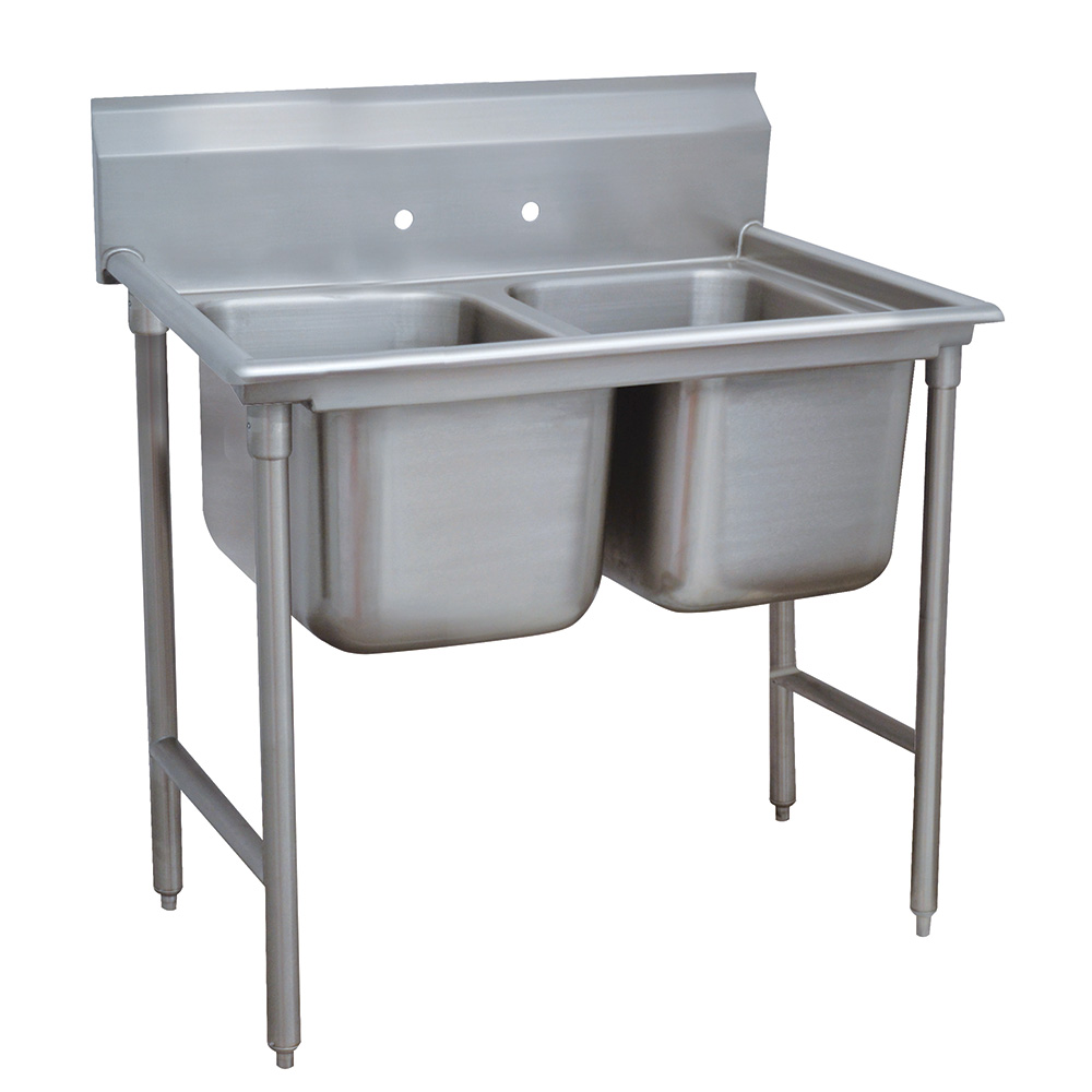 Advance Tabco 9-2-36 Regaline Sink, (2) 20 in x 16 in W x 12 Deep, No Drainboard, 18/304 SS