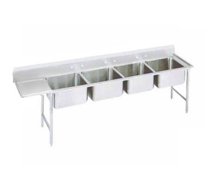 Advance Tabco 9-24-80-36L Sink, (4) 20 x 20 x 12-in D, 36-in Left Drainboard, 18/304 Stainless