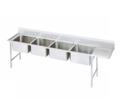Advance Tabco 9-24-80-36R Sink, (4) 20 x 20 x 12-in D, 36-in Right Drainboard, 18/304 Stainless
