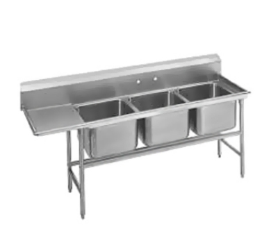 Advance Tabco 93-23-60-18L Sink, (3) 20 x 20 x 12-in D, 18-in Left Drainboard, 16-Ga. Stainless