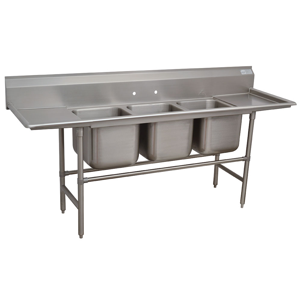 Advance Tabco 94-3-54-18RL Sink, (3) 20 x 16 x 14-in D, 18-in L & R Drainboard, 14-Ga. Stainless