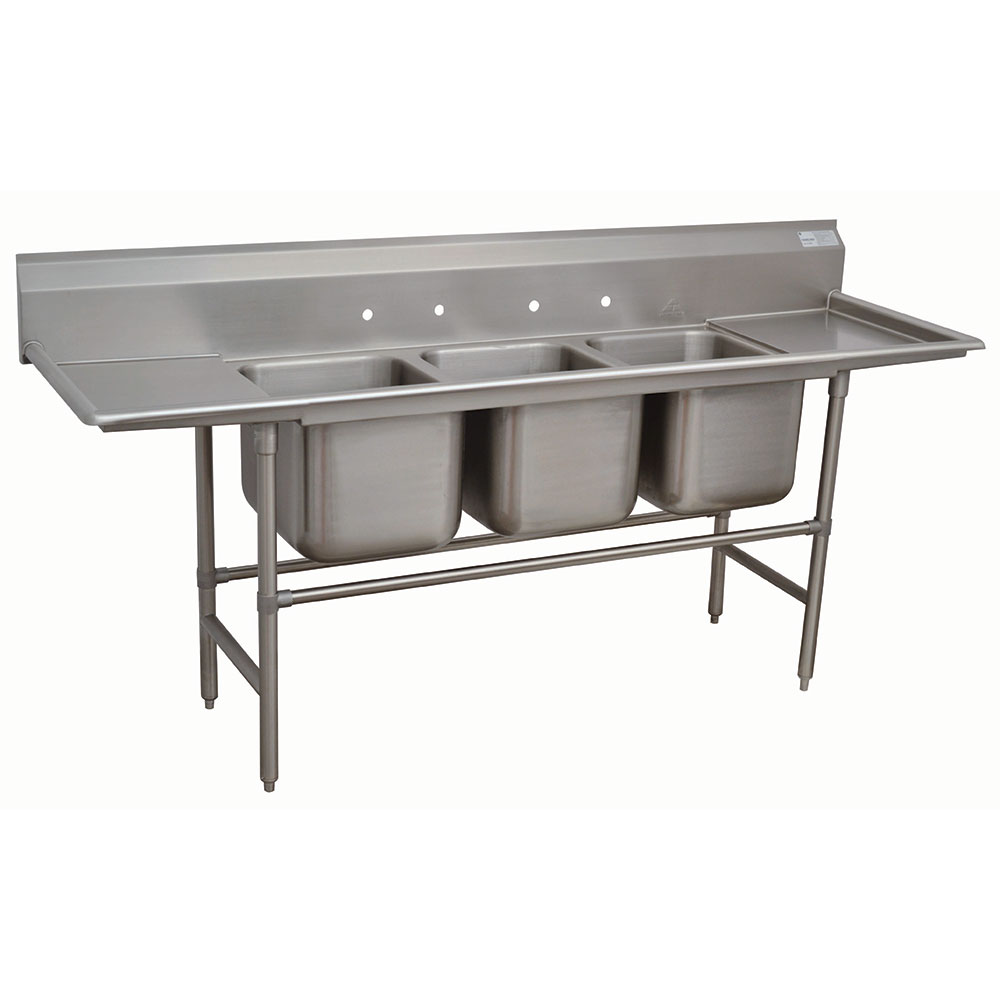 Advance Tabco 94437224RL Sink, (3) 24 x 24 x 14-in D, 24-in L & R Drainboard, 14-Ga. Stainless