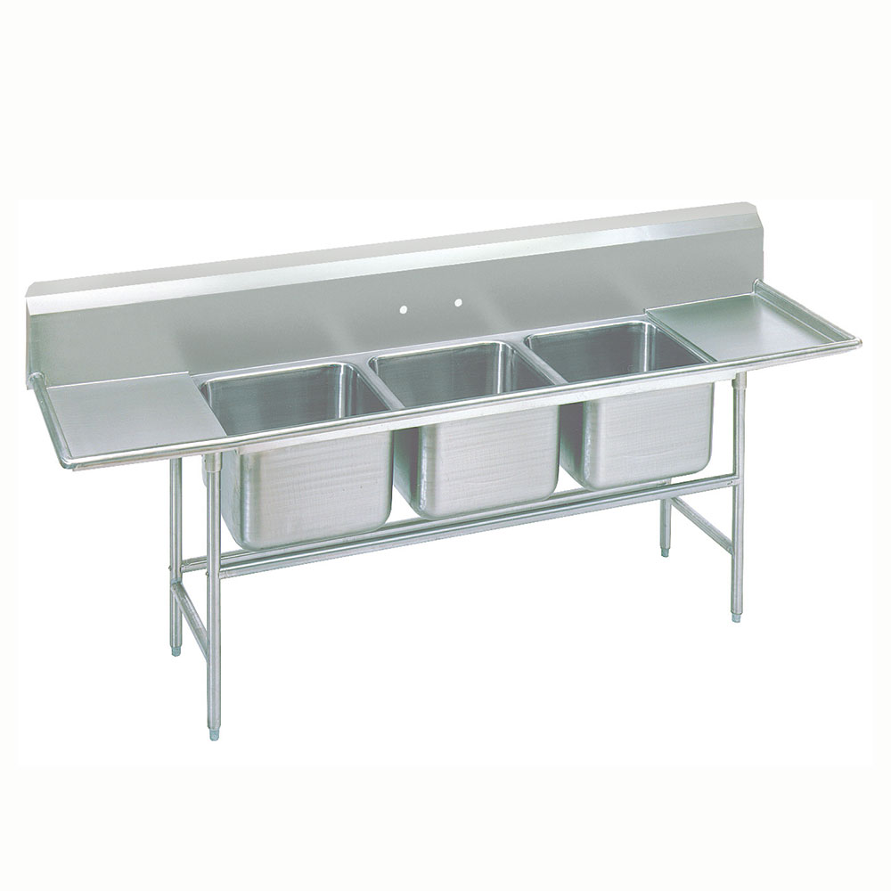 Advance Tabco 94-43-72-36RL Sink, (3) 24 x 24 x 14-in D, 36-in L & R Drainboard, 14-Ga. Stainless