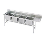 Advance Tabco 94-44-96-36L Sink, (4) 24 x 24 x 14-in D, 36-in Left Drainboard, 14-Ga. Stainless