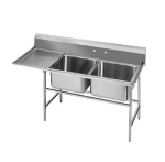 Advance Tabco 94-62-36-24L Sink, (2) 24 x 18 x 14-in D, 24-in Left Drainboard, 14-Ga. Stainless