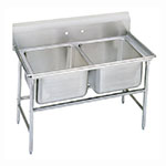 Advance Tabco 9-82-40 Sink, (2) 28 x 20 x 12-in D, NO Drainboard, 18/304 Stainless