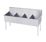 Advance Tabco 4-4-72 Square Corner Kitchen Sink - (4) 21x18x14" Bowls, 16-ga 430-Stainless