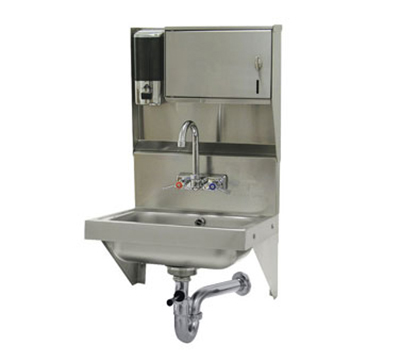 Advance Tabco 7-PS-69 Wall Hand Sink - 14x10x5" Bowl, Splash Mount Faucet, Wrist Handles, Lever Drain