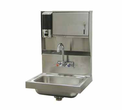 Advance Tabco 7-PS-79 Wall Hand Sink - 14x10x5" Bowl, Splash Mount Faucet, Soap, Towel Dispenser
