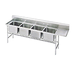 Advance Tabco 94-44-96-24R Sink w/ (4) 24x24x14-in Bowl & 24-in Right Drainboard, 14-ga 304-Stainless