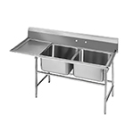 Advance Tabco 94-62-36-24L Sink w/ (2) 24x18x14-in Bowl & 24-in Left Drainboard, 14-ga 304-Stainless