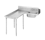 Advance Tabco DTS-G60-96L 95-in L-R Island Soil Dishtable w/ 10.5-in Backsplash & Galvanized Legs, 14-ga Stainless