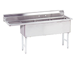 Advance Tabco FS-3-1824-18L Fabricated Sink w/ (3) 18x24x14-in & 18-in Left Drainboard, 14-ga 304-Stainless
