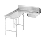 Advance Tabco DTS-G30-120L 119-in L-R Island Soil Dishtable w/ 10.5-in Backsplash & Stainless Legs, 14-ga Stainless