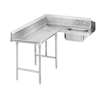 Advance Tabco DTS-K30-108L 107" L-R Korner Soil Dishtable - 10.5" Backsplash, Stainless Legs, 14-ga Stainless