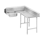 Advance Tabco DTS-K30-48R 47-in R-L Korner Soil Dishtable w/ 10.5-in Backsplash & Stainless Legs, 14-ga Stainless