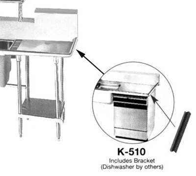Advance Tabco K-510 Prepare Sink for Undercounter Dishwasher, 24" Drainboard Or Larger