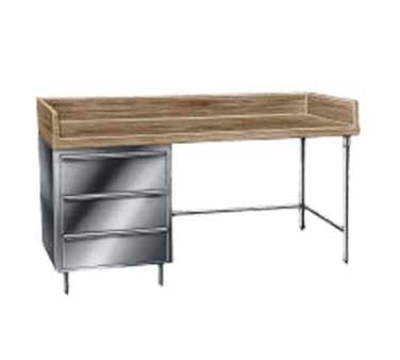 Advance Tabco BST-366 72-in Baker's Table w/ 1-3/4-in Wood Top, 36-in Wide, 3-Stainless Drawers