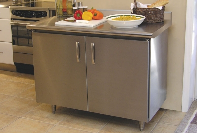 Advance Tabco HKSS308MRE 96-in Enclosed Chef Table, 5-in Backsplash, 30-in Wide, Stainless