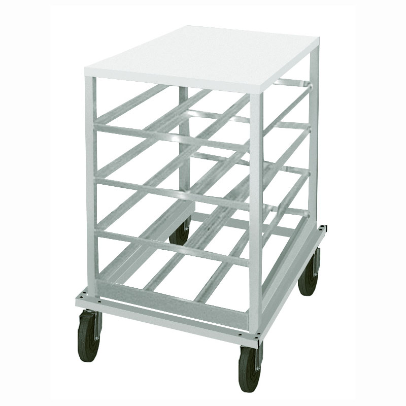 Advance Tabco CRPL10-54 Low Profile Mobile Can Rack w/ Poly Top, Sloped Glides, (54) #10 Cans