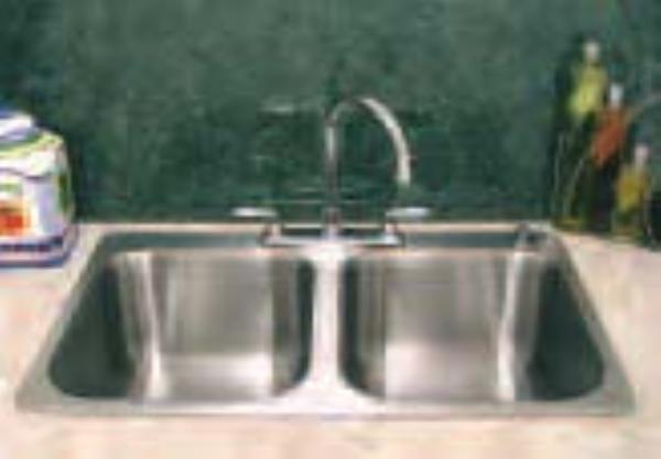 Advance Tabco SS-2-3321-10RE Residential Stainless Steel Drop In Kitchen Sink, 2 Bowl, 16 in x 14 in x 10 in
