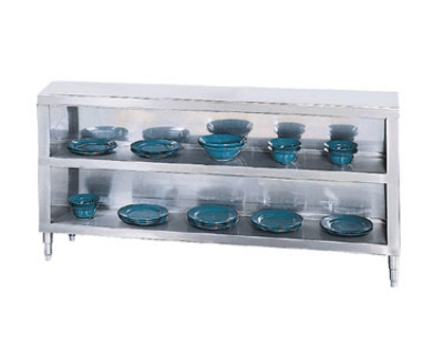 Advance Tabco DC-1810 Chef's Table Dish Cabinet, 120 in L x 18 in W x 35-1/2 H, Open Base w/ Mid-Shelf