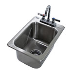 Advance Tabco DI-1-10 Drop-In Sink, 10 in W x 14 x 10 Deep, SS, Deck Mount Gooseneck Faucet