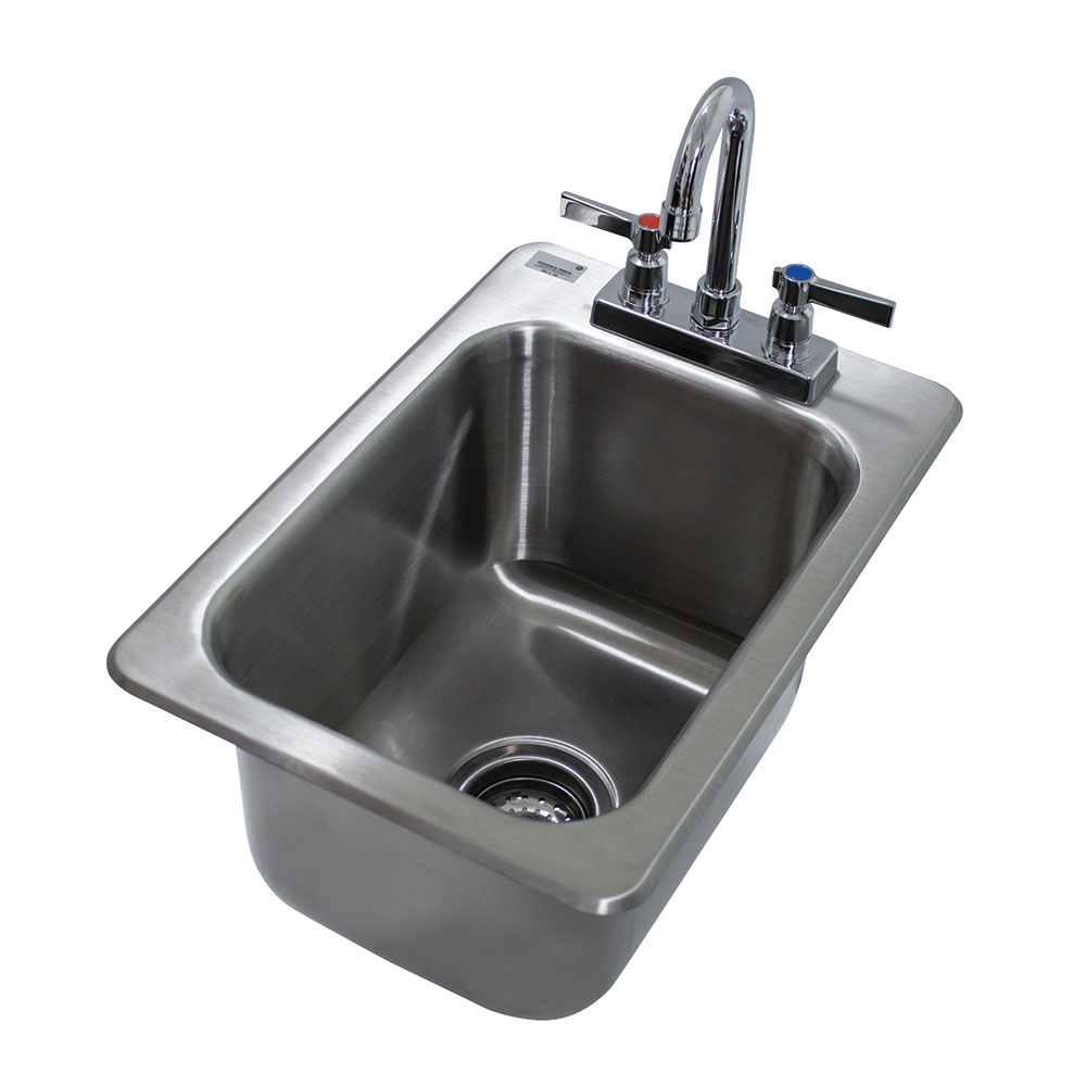 Advance Tabco DI-1-10 Drop-In Sink, 10 in W x 14 x 10 Deep, SS, Deck Mount Gooseneck Faucet