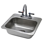 Advance Tabco DI-1-35 Drop-In Sink, 15 in W x 17 x 5 Deep, SS, Deck Mount Gooseneck Faucet