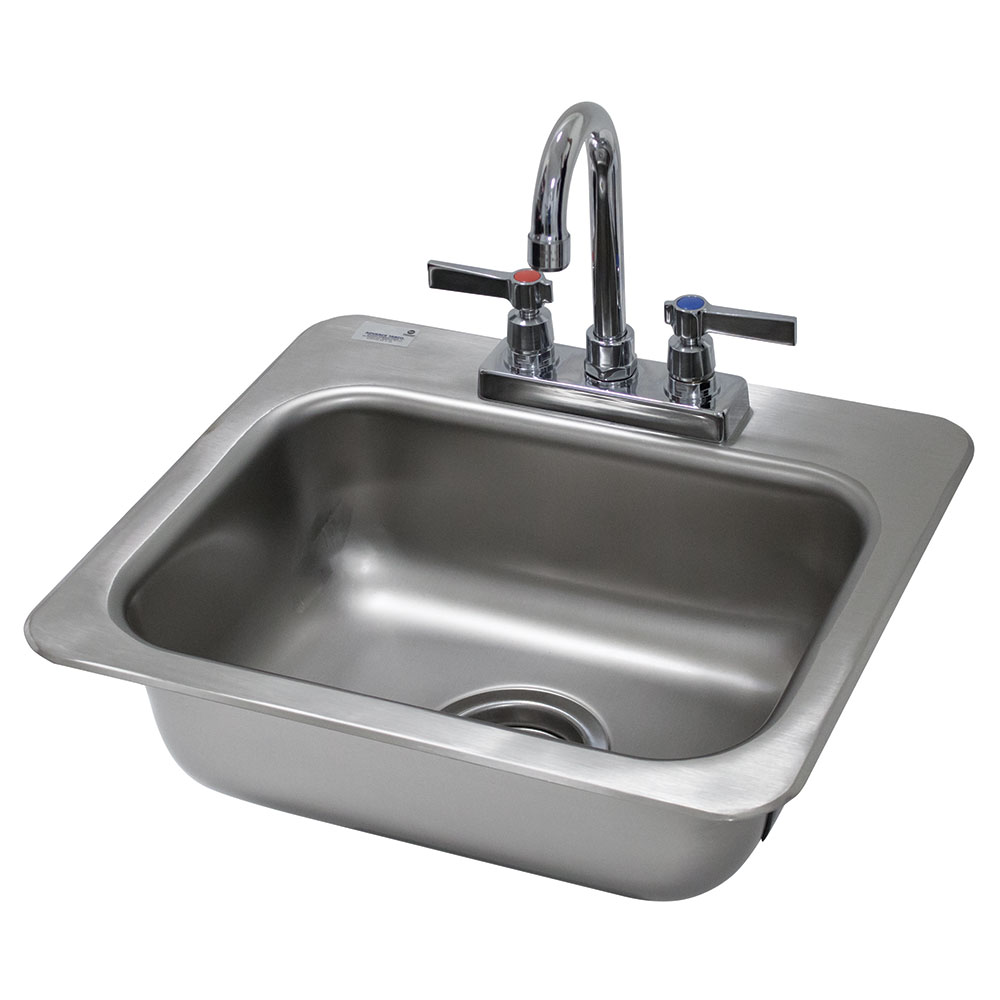 Advance Tabco DI-1-35 Drop-In Sink, 15 in W x 17 x 5 Deep, SS, Deck Mount Gooseneck Faucet