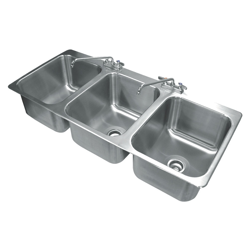 Advance Tabco DI-3-1612 Drop In Sink w/ (3) 20 x 16 x 12-in Deep Bowls & Faucet