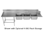 Advance Tabco DTC-3-2020-96L Dishtable w/ (3) 20 x 20 x 12-in Sinks & 21-in Left Drainboard