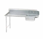 35 in Straight Soil Dishtable, Left to Right, w/ Crossrails & Sink, 16/304 SS
