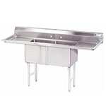 Advance Tabco FC-2-2424-24RLX 68 in SS Sink, 2 Compartment, 24 in Right & Left Drainboards