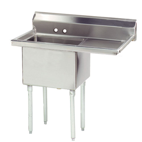 Advance Tabco FE-1-1824-24R Fabricated Sink - 24" Right Drainboard, 1-Bowl, 18-ga 304 Stainless Steel