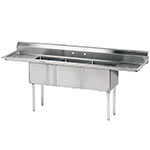 Advance Tabco FE-3-1014-15RLX Sink, (3) 10 x 14 x 10-in D w/ 15-in L & R Drainboards, 18-Ga. Top