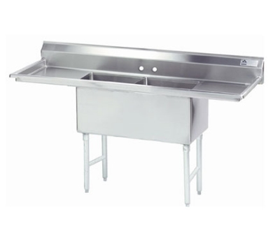 Advance Tabco FS-2-1818-18RL NSF Sink, (2) 18 x 18 x 14-in D, 18-in L & R Drainboard, 14-Ga.